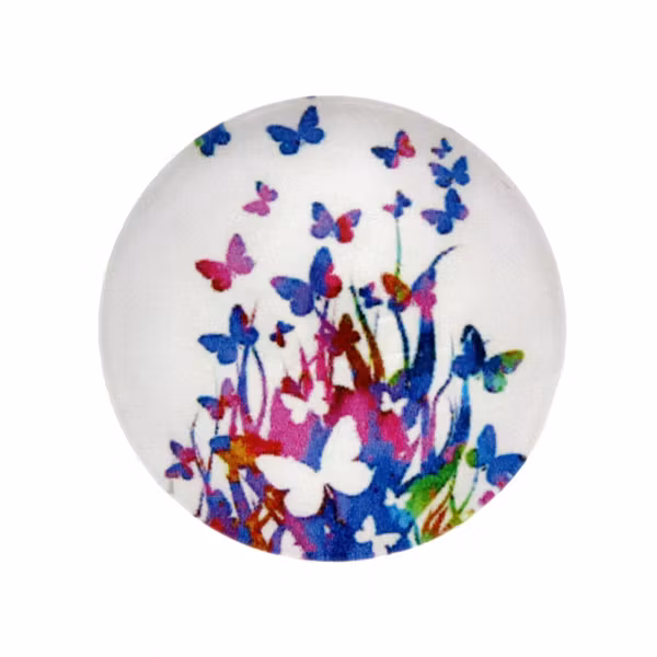 Fjärilar Vit Bakgrund 3 Cabochon 25mm 1st