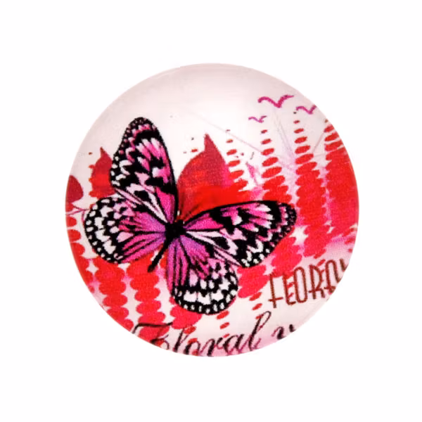 Fjärilar Vit Bakgrund 11 Cabochon 25mm 1st