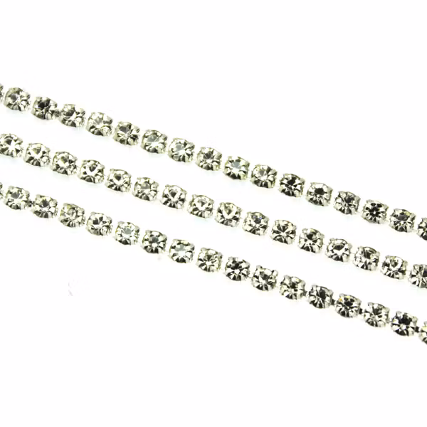 Crystal Silverfärgad metall Strasskedja 2mm 10cm
