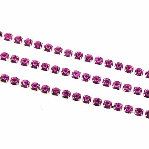 Hot Pink Silverfärgad metall Strasskedja 2mm 10cm