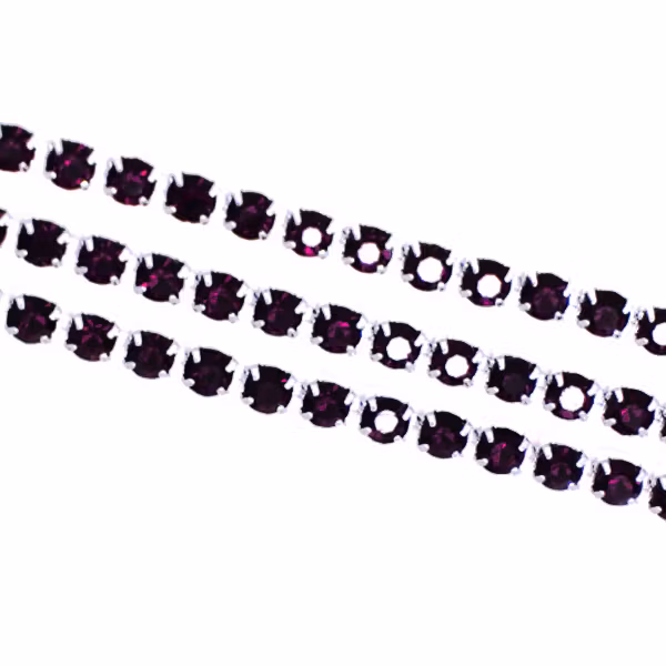 Dark Purple Silverfärgad metall Strasskedja 2mm 10cm
