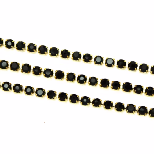 Jet Guldfärgad metall Strasskedja 2mm 10cm