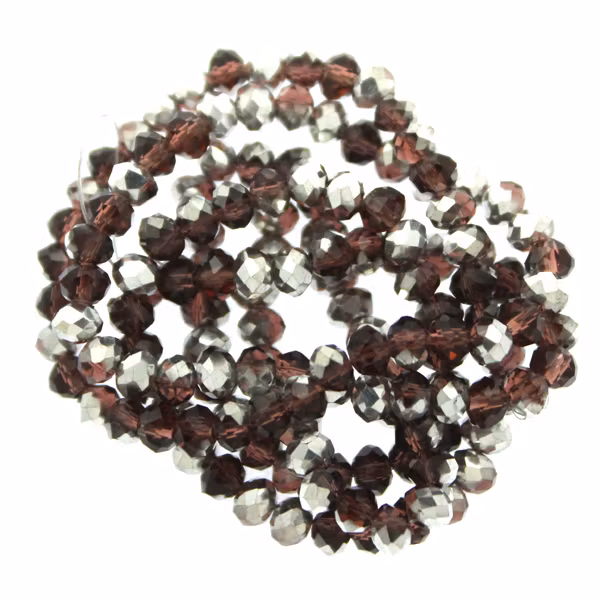 Wine Half Metallic Silver Facetterade Rondeller / Abacus 3x4mm ca150st