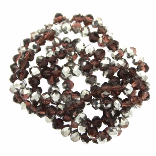 Wine Half Metallic Silver Facetterade Rondeller / Abacus 3x4mm ca150st