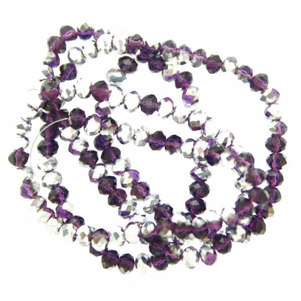 Purple Half Metallic Silver Facetterade Rondeller / Abacus 3x4mm ca150st