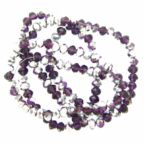 Purple Half Metallic Silver Facetterade Rondeller / Abacus 3x4mm ca150st