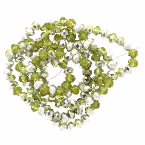 Jonquil Half Metallic Silver Facetterade Rondeller / Abacus 3x4mm ca150st
