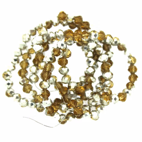 Light Topaz Half Metallic Silver Facetterade Rondeller / Abacus 3x4mm ca150st