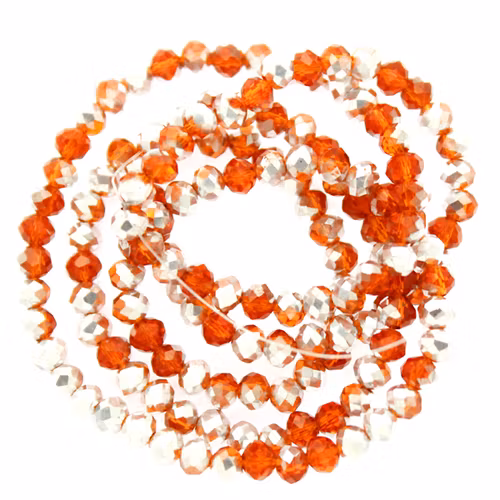 Orange Half Metallic Silver Facetterade Rondeller / Abacus 3x4mm ca150st