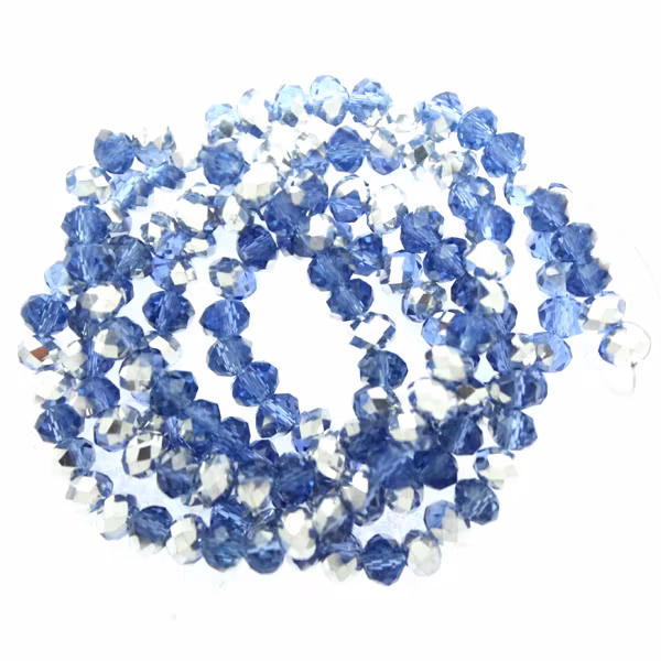 Sapphire Half Metallic Silver Facetterade Rondeller / Abacus 3x4mm ca150st