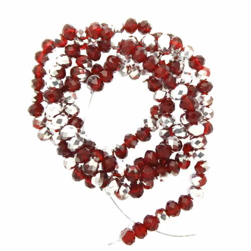 Garnet Half Metallic Silver Facetterade Rondeller / Abacus 3x4mm ca150st