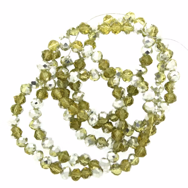 Light Olive Half Metallic Silver Facetterade Rondeller / Abacus 3x4mm ca150st