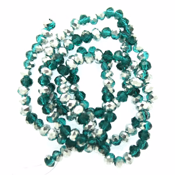 Emerald Half Metallic Silver Facetterade Rondeller / Abacus 3x4mm ca150st