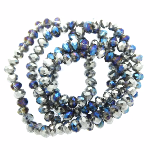 Half Metallic Silver Blue Facetterade Rondeller / Abacus 3x4mm ca150st