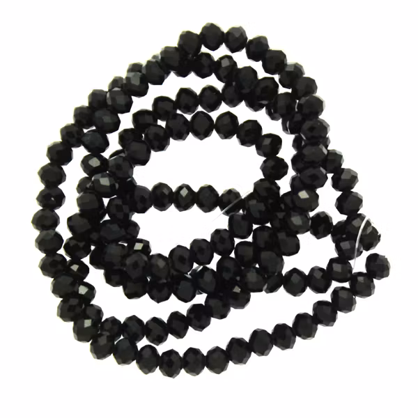 Jet Facetterade Rondeller / Abacus 3x4mm ca150st