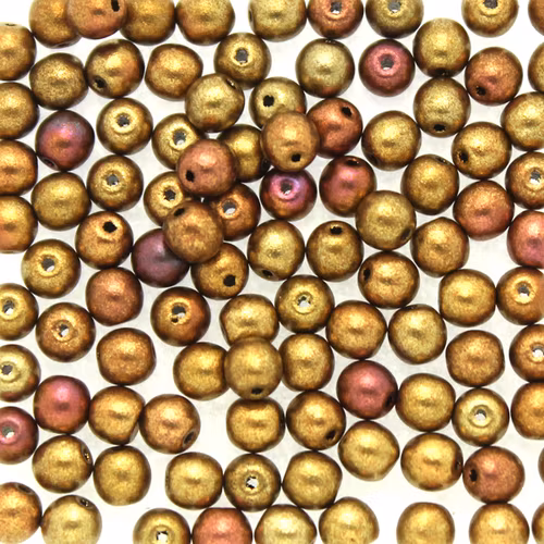 Gold Metallic Iris Runda/Druks 3mm 100st