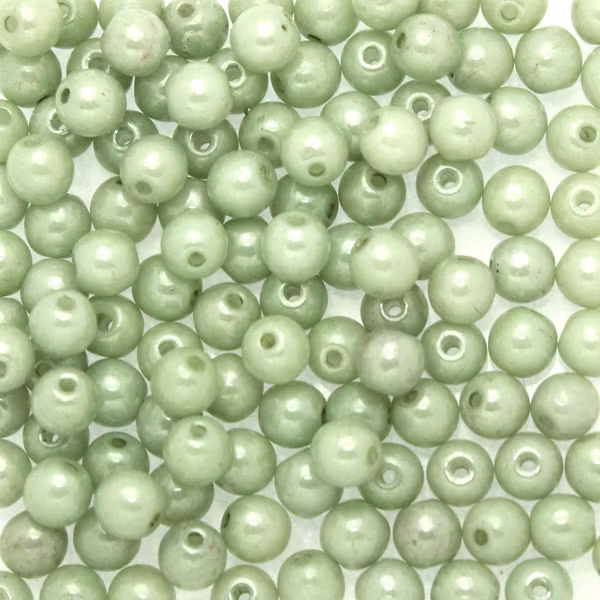 Opaque White Mint Luster Runda/Druks 3mm 100st