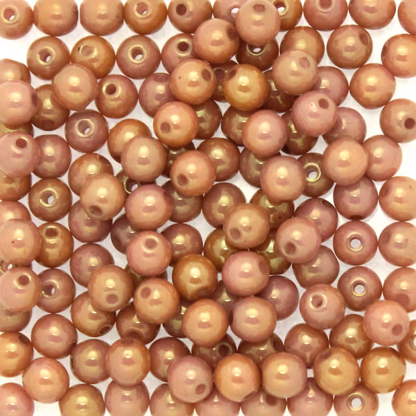 Opaque White Red Luster Runda/Druks 3mm 100st