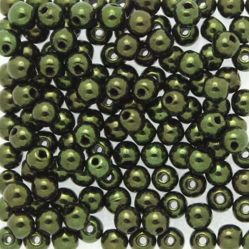 Jet Green Luster Runda/Druks 3mm 100st