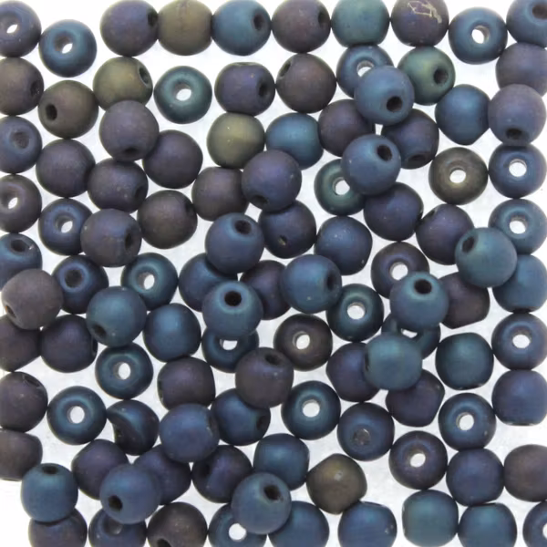 Matte Iris Blue Runda/Druks 3mm 100st
