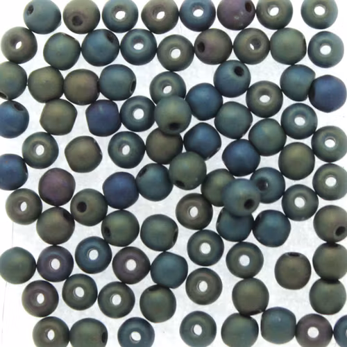 Matte Iris Green Runda/Druks 3mm 100st