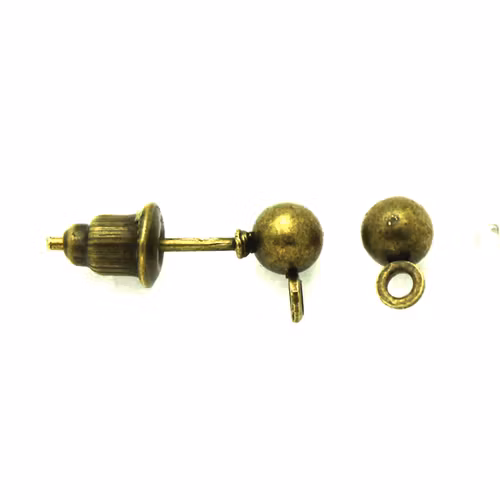 Stiftörhängen med Kula 4mm och ögla Bronsfärgat 6x14mm 5par