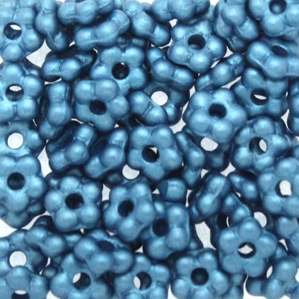Alabaster Metallic Dark Turquoise Flower Bead 5g