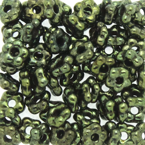 Jet Green Luster Flower Bead 5g