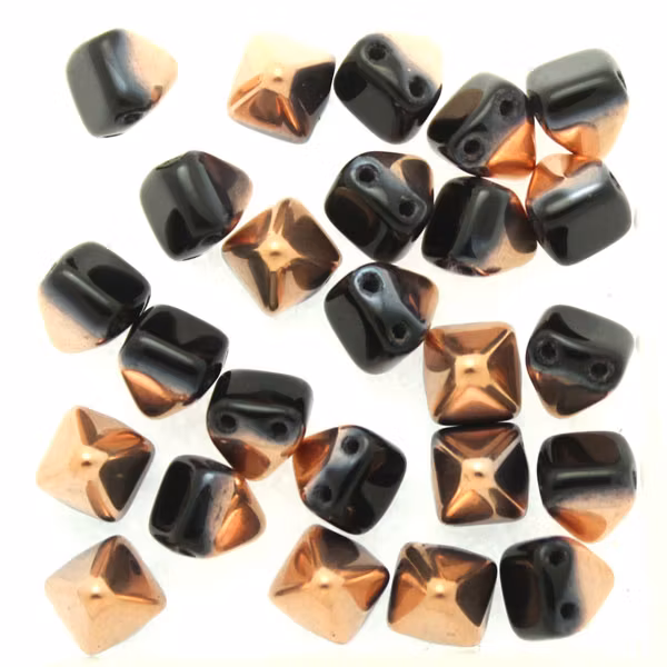 Jet Capri Gold Pyramid Beads 6x6mm 25st