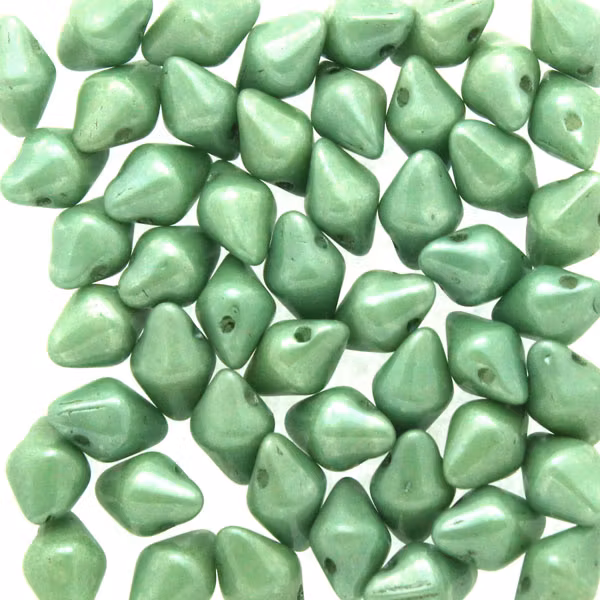 Opaque White Teal Luster Spiky Button 50st