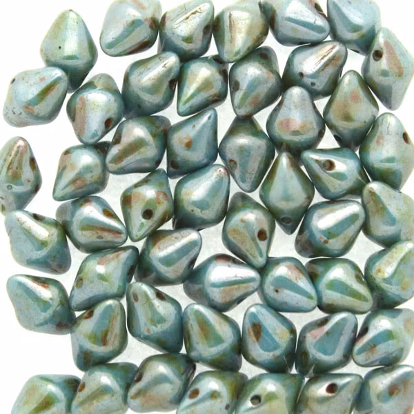 Opaque White Mix Blue/Green Luster Spiky Button 50st