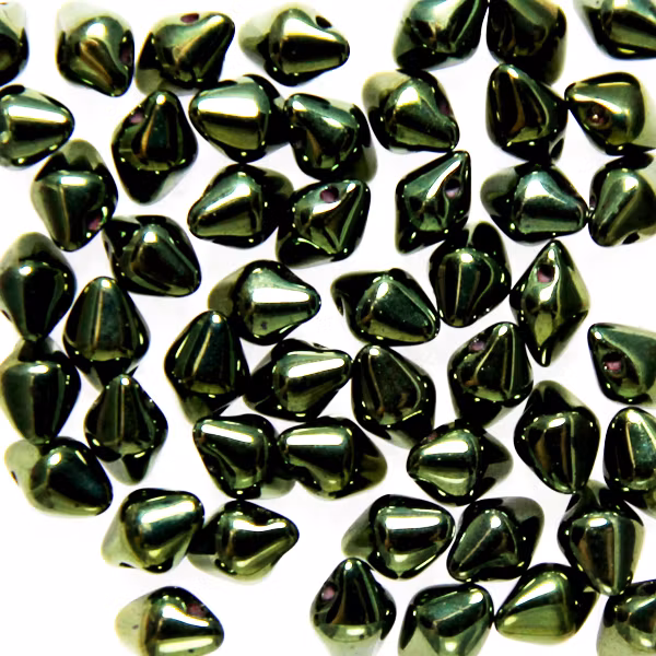 Jet Green Luster Spiky Button 50st