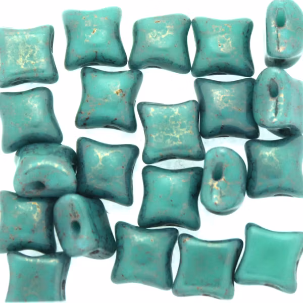 Opaque Green Turquoise Copper Picasso Wibeduo 5g
