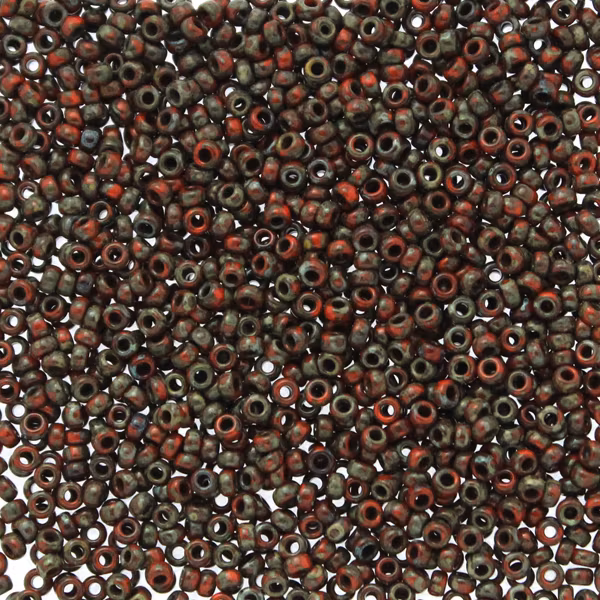 Opaque Red Picasso 15-4513 Miyuki Seedbeads 15/0 5g