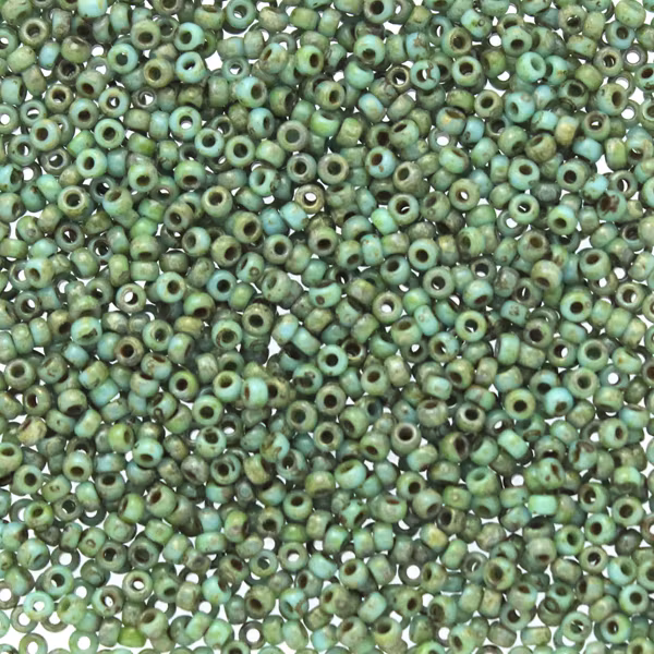 Opaque Turquoise Blue Picasso 15-4514 Miyuki Seedbeads 15/0 5g