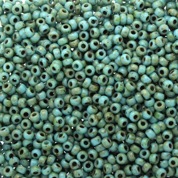 Opaque Turquoise Blue Picasso 11-4514 Miyuki Seedbeads 11/0 10g