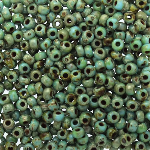 Opaque Turquoise Blue Picasso 8-4514 Miyuki Seedbeads 8/0 10g