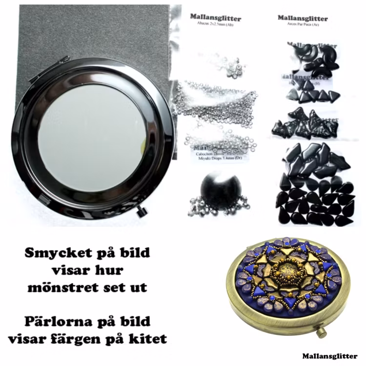 Amhedeos Spegel Kit Svart och Hematite (EJ MÖNSTER ENDAST PÄRLOR)
