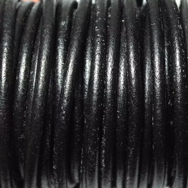 Black Läder 4mm Rund 50cm