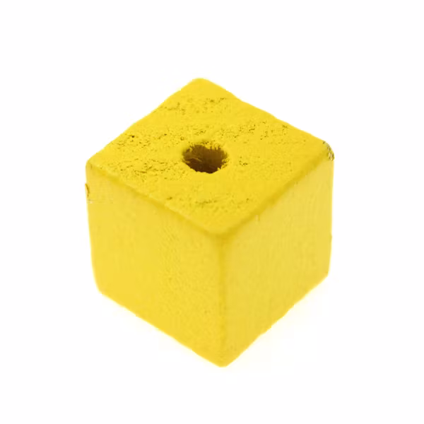 Gul Träpärla Kub 15mm 1st