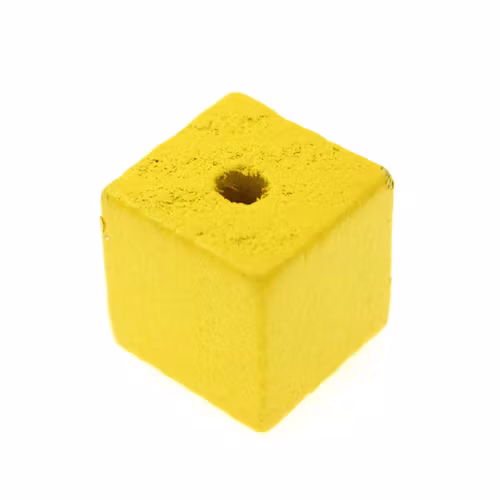 Gul Träpärla Kub 15mm 1st