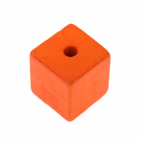 Orange Träpärla Kub 15mm 1st