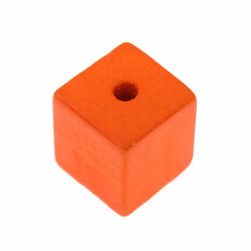 Orange Träpärla Kub 15mm 1st
