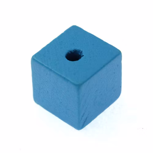 Turkos Träpärla Kub 15mm 1st