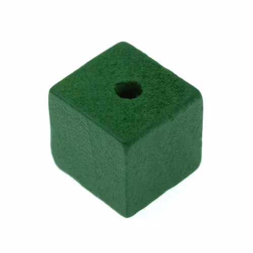 Grön Träpärla Kub 15mm 1st