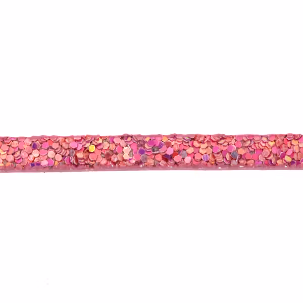 Pink Glitter Imitationsläder 5mm Platt 20cm