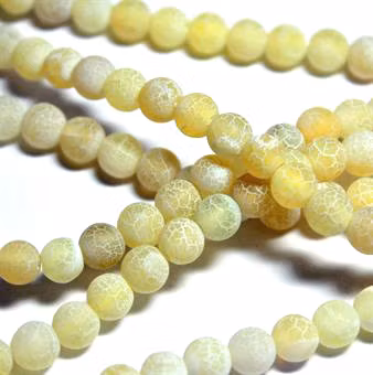 Gul Matte Krackelerad Agat 6mm 1sträng