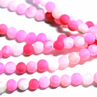 Rosa Matte Krackelerad Agat 6mm 1sträng