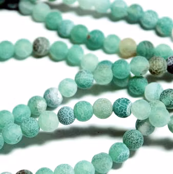 Grön Matte Krackelerad Agat 6mm 1sträng