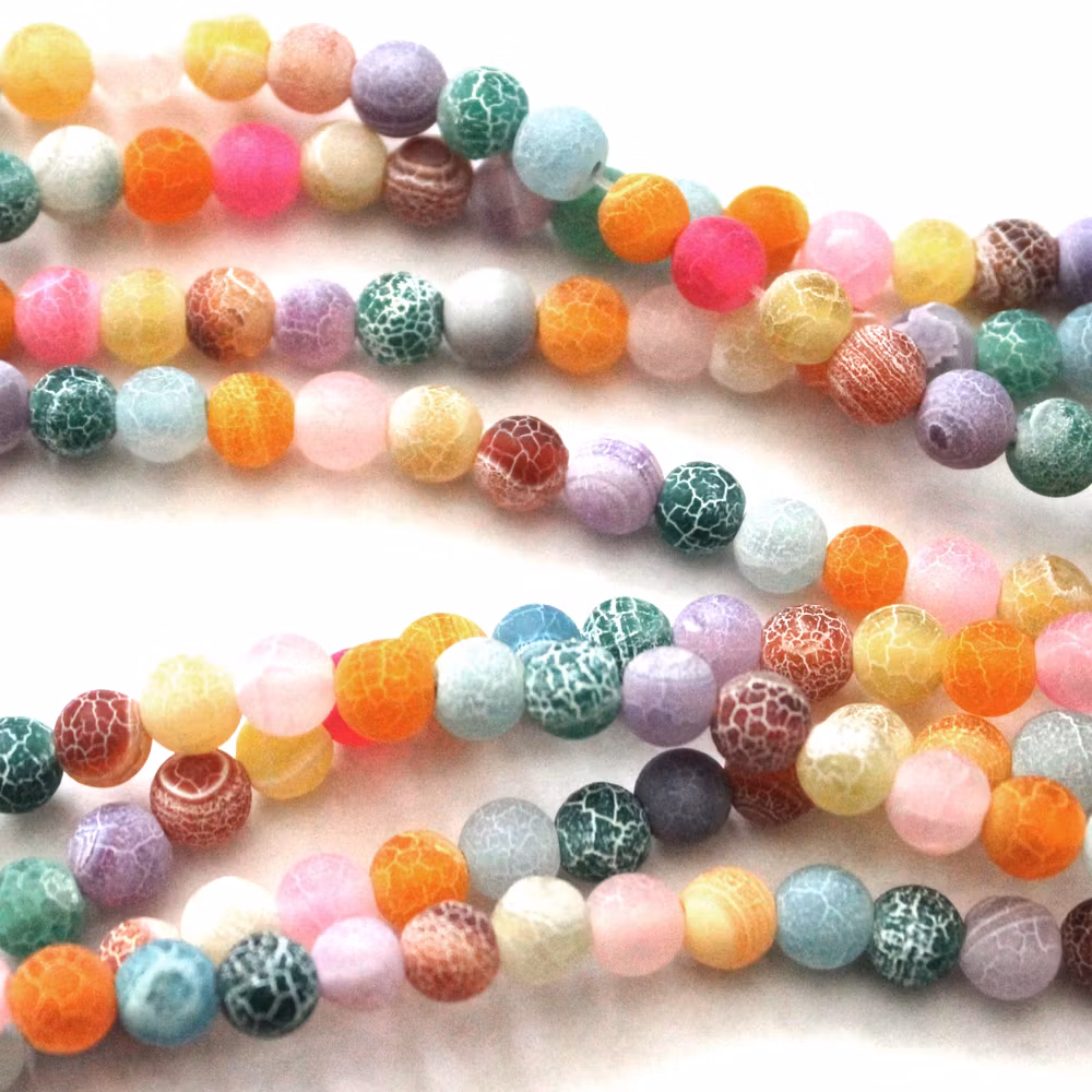 Blandade Färger Matte Krackelerad Agat 8mm 1sträng